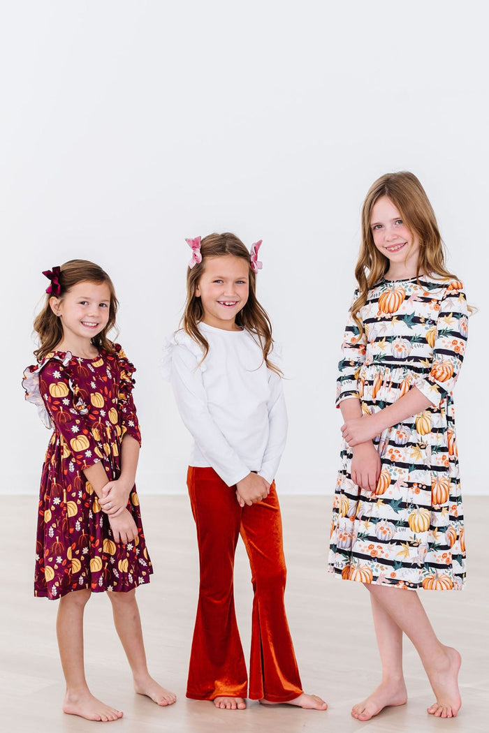 Pumpkin Patch 3/4 Sleeve Ruffle Twirl Dress-Mila & Rose ®