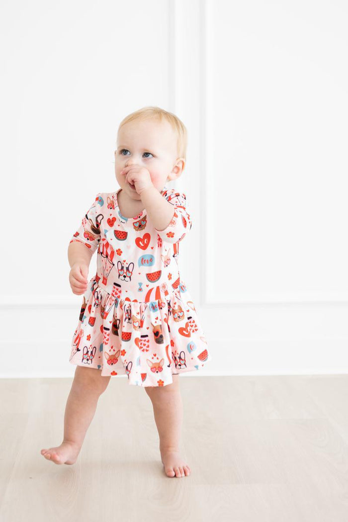 Puppy Love 3/4 Sleeve Twirl Bodysuit-Mila & Rose ®