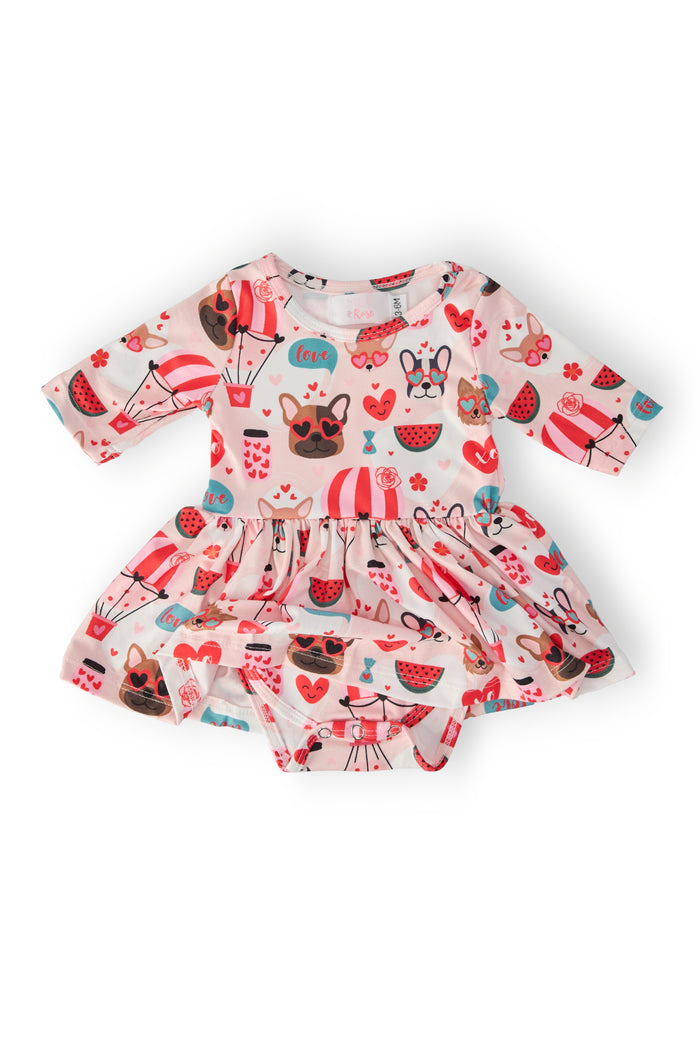Puppy Love 3/4 Sleeve Twirl Bodysuit-Mila & Rose ®