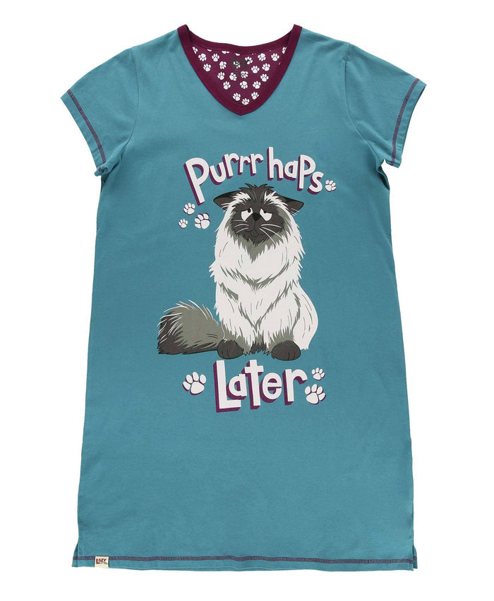 Purrrhaps Later V-Neck Nightshirt: L/XL
