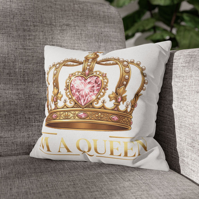 Queen Crown Decorative Pillowcase — “I’m A Queen” Royal Accent Pillow
