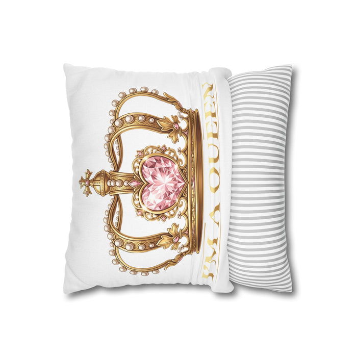 Queen Crown Decorative Pillowcase — “I’m A Queen” Royal Accent Pillow