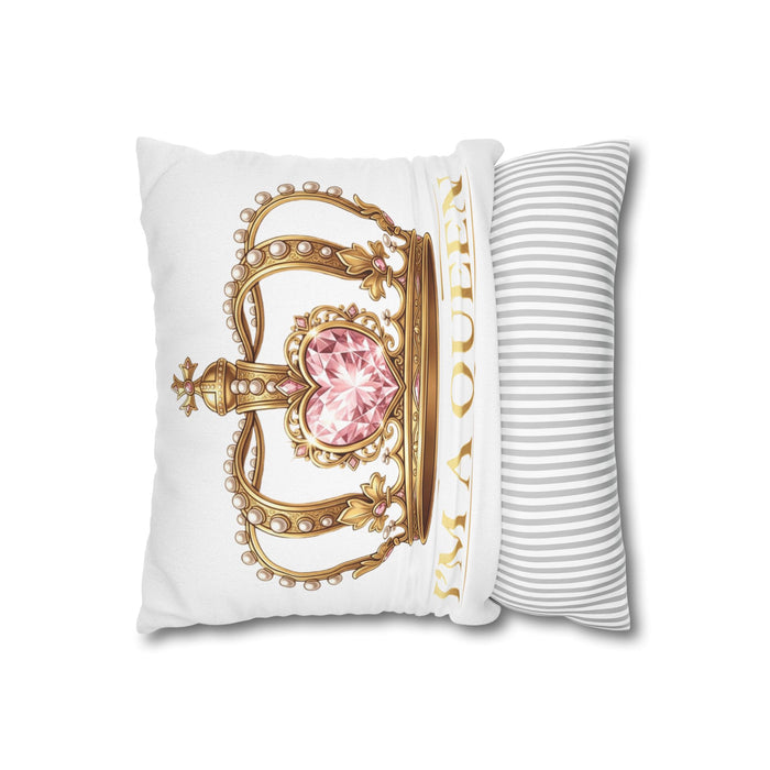 Queen Crown Decorative Pillowcase — “I’m A Queen” Royal Accent Pillow