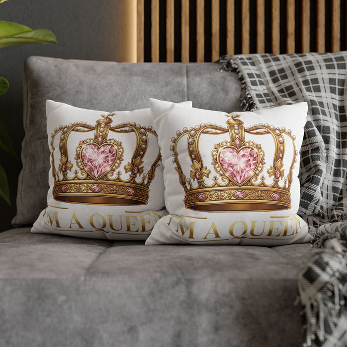 Queen Crown Decorative Pillowcase — “I’m A Queen” Royal Accent Pillow