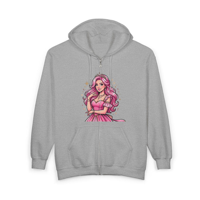 Queen Graphic Zip Hoodie — "I'M A QUEEN" Pink Glam Zip-Up