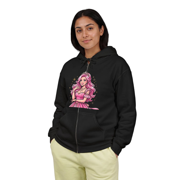 Queen Graphic Zip Hoodie — "I'M A QUEEN" Pink Glam Zip-Up