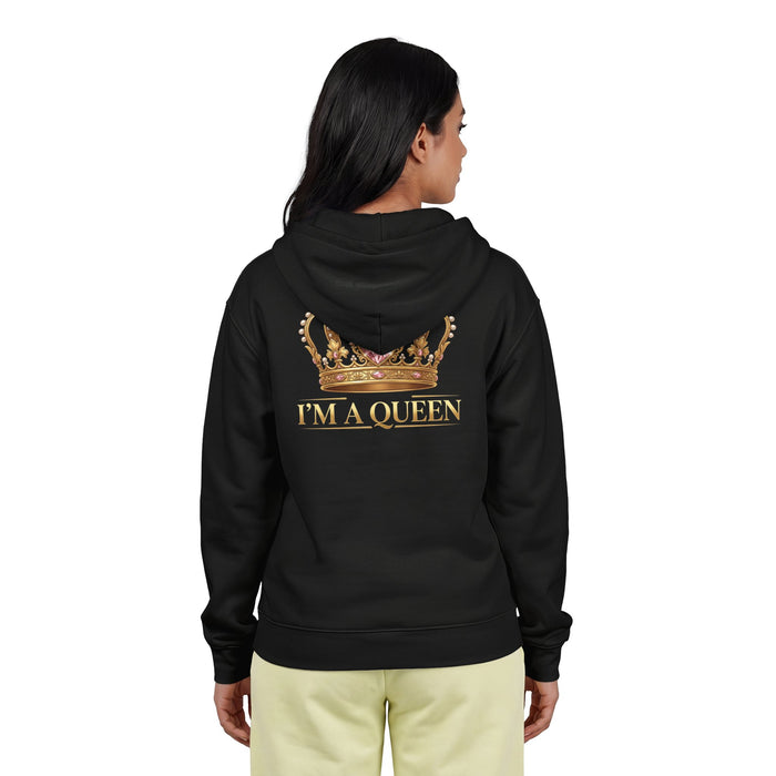 Queen Graphic Zip Hoodie — "I'M A QUEEN" Pink Glam Zip-Up