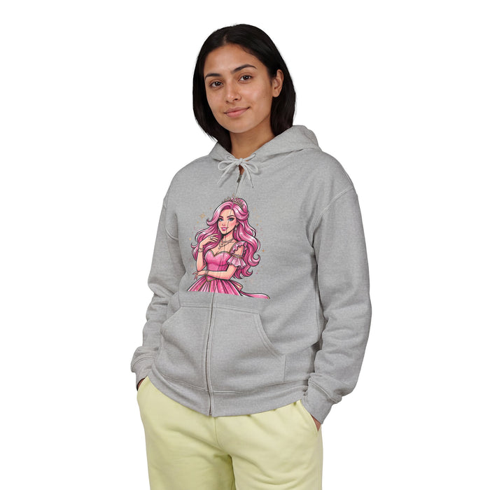 Queen Graphic Zip Hoodie — "I'M A QUEEN" Pink Glam Zip-Up