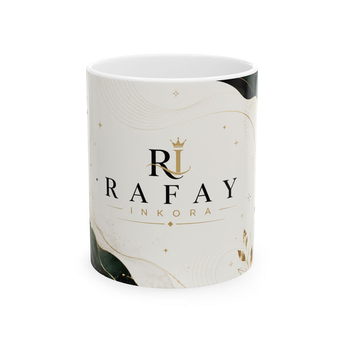 Rafay Inkora Logo Ceramic Mug — Elegant Gold Marble 11oz/15oz