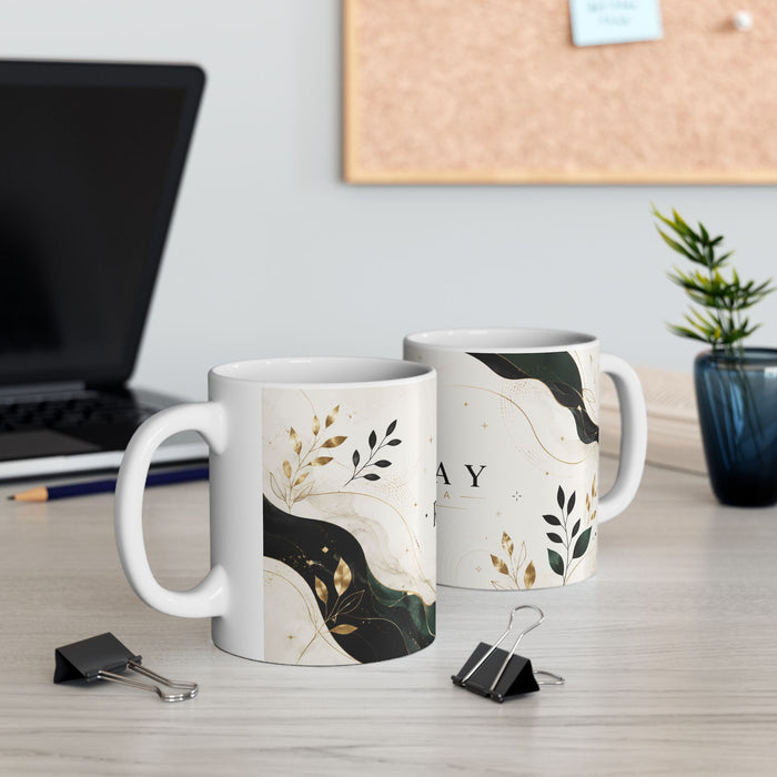 Rafay Inkora Logo Ceramic Mug — Elegant Gold Marble 11oz/15oz