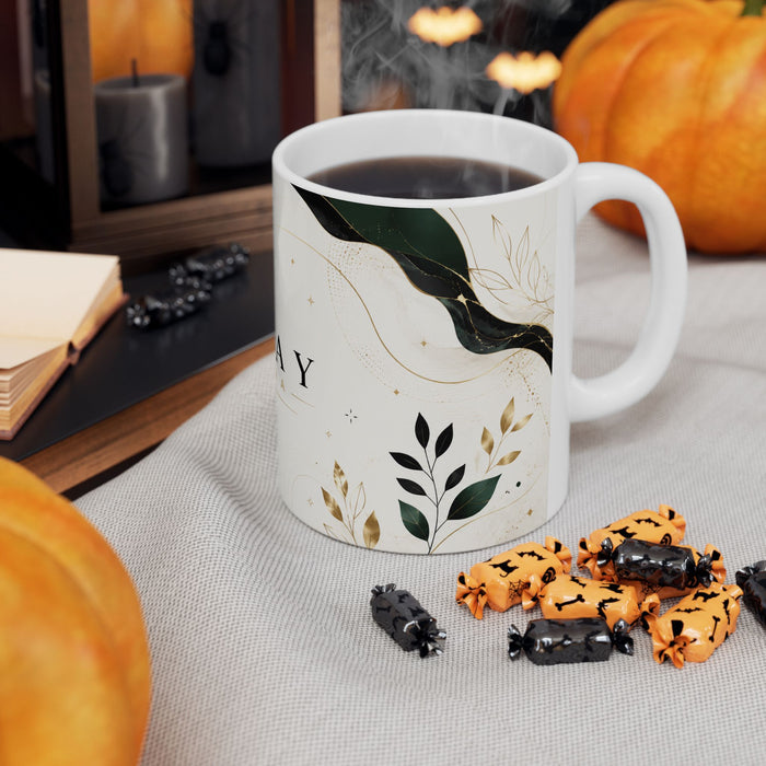 Rafay Inkora Logo Ceramic Mug — Elegant Gold Marble 11oz/15oz