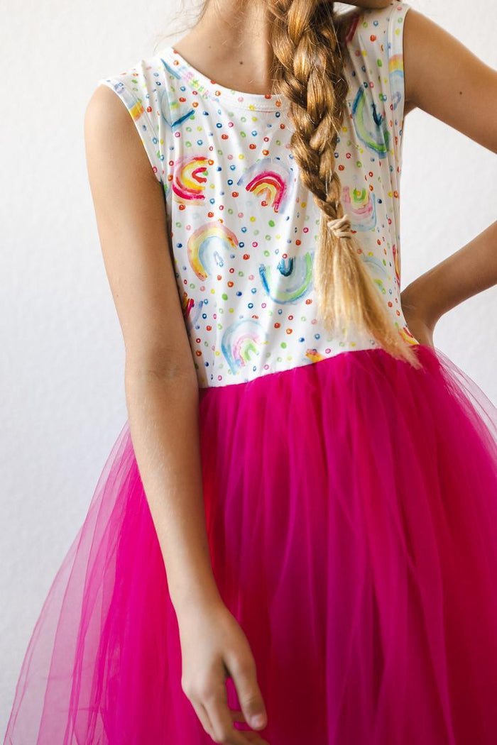 (V) Rainbow Dot Tank Tutu Dress-Mila & Rose ®