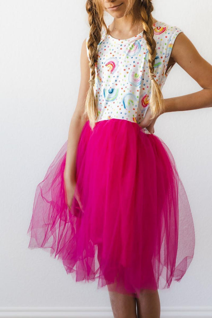 (V) Rainbow Dot Tank Tutu Dress-Mila & Rose ®