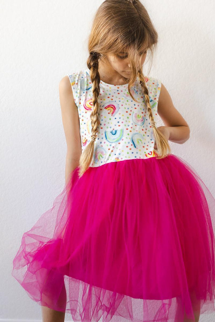 (V) Rainbow Dot Tank Tutu Dress-Mila & Rose ®
