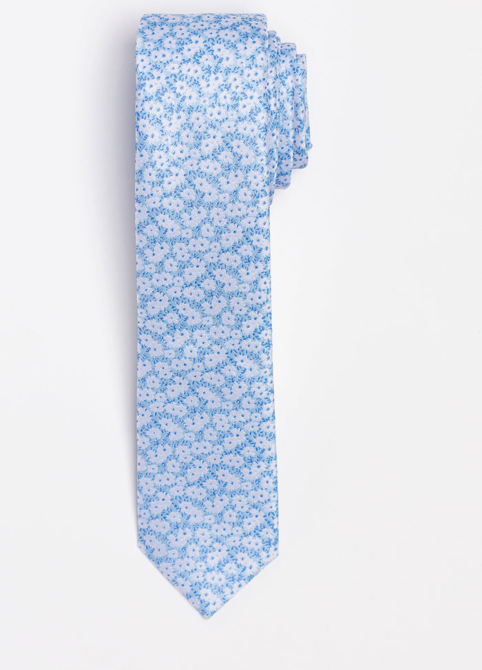 Blue floral patterned tie