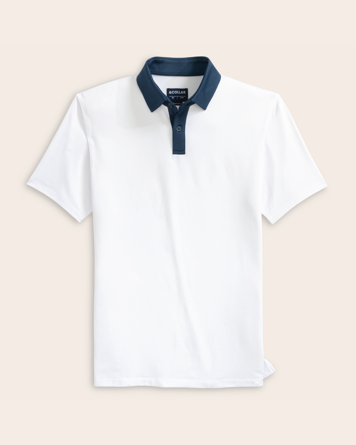 Range Polo - White / Navy Accents