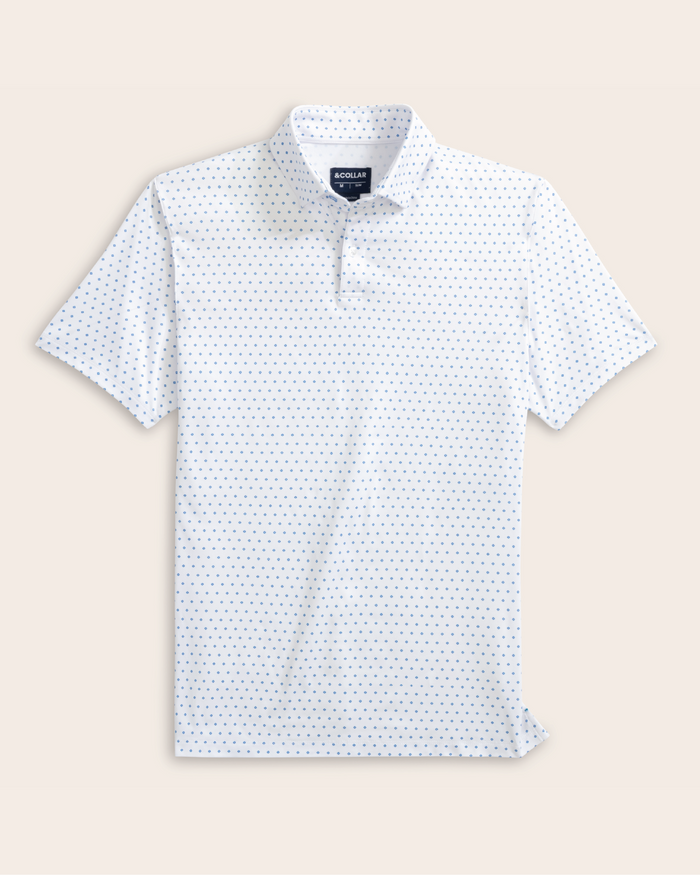 Range Polo - White w/ Blue Diamonds
