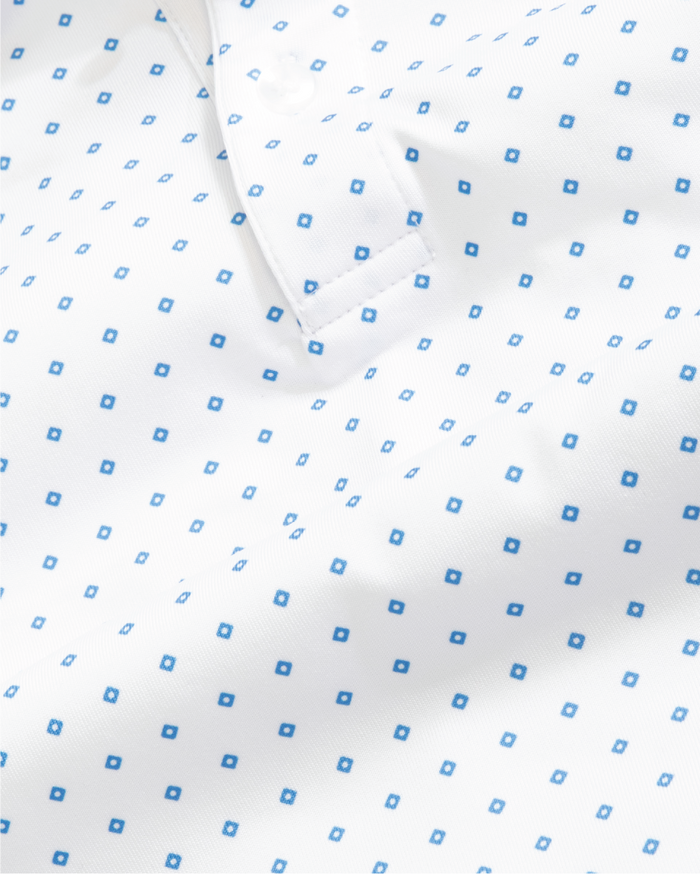 Range Polo - White w/ Blue Diamonds