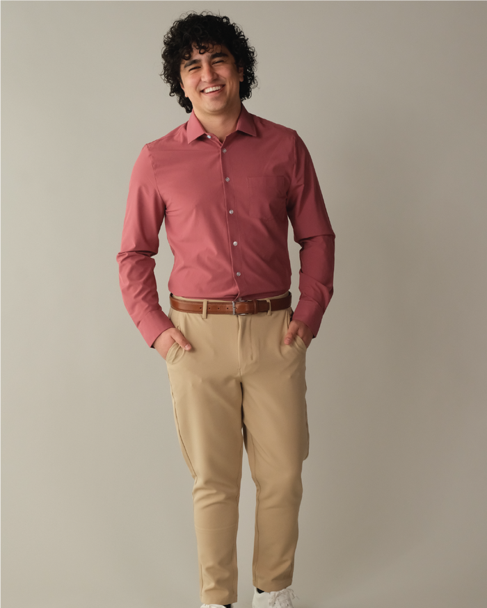 Man wearing an adobe red shirt