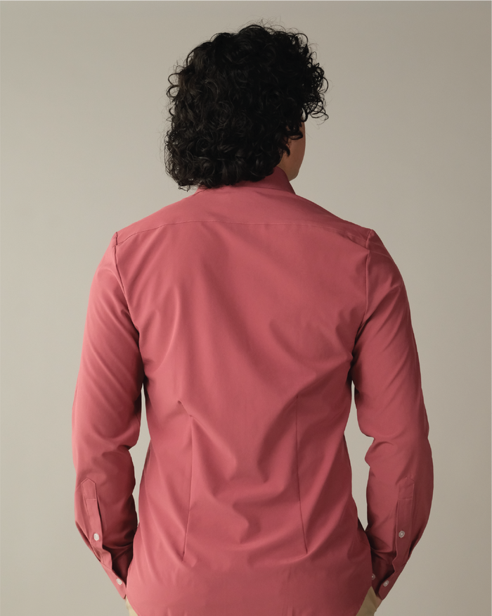 Man wearing an adobe red shirt