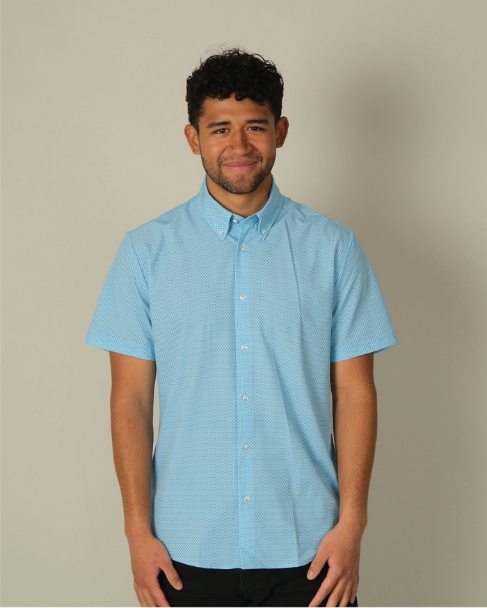 Range Shirt - Blue w/ Navy and White Pattern