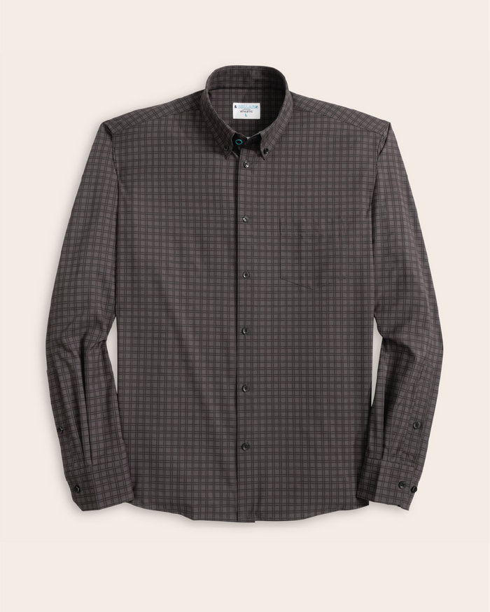 A charcoal w/ black windowpane shirt
