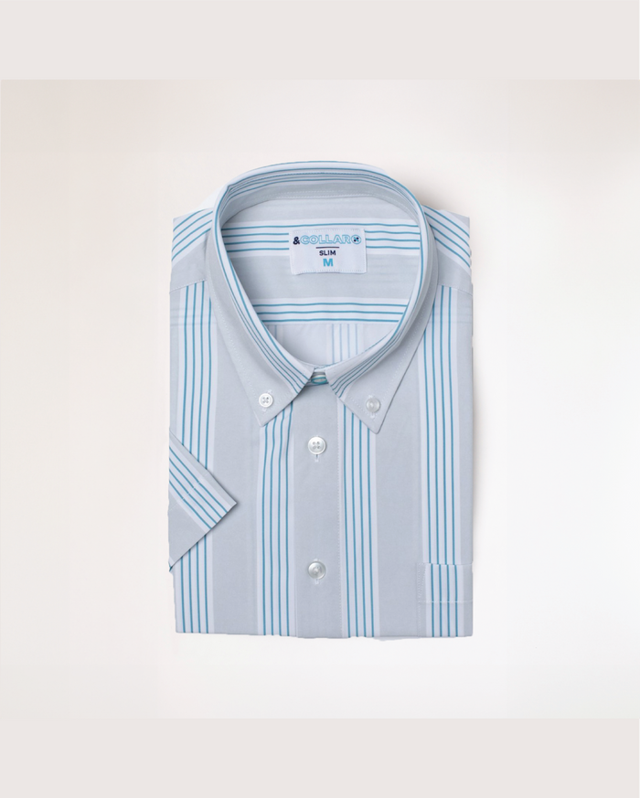 Range Shirt - Grey w/ Blue and White Stripes