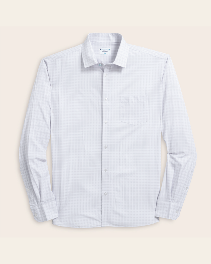 Grey shirt with small white windowpane