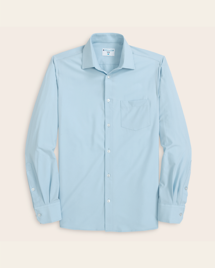 A pale blue dress shirt