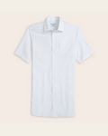 A TALL short sleeve white dress shirt with longer sleeves and added length
