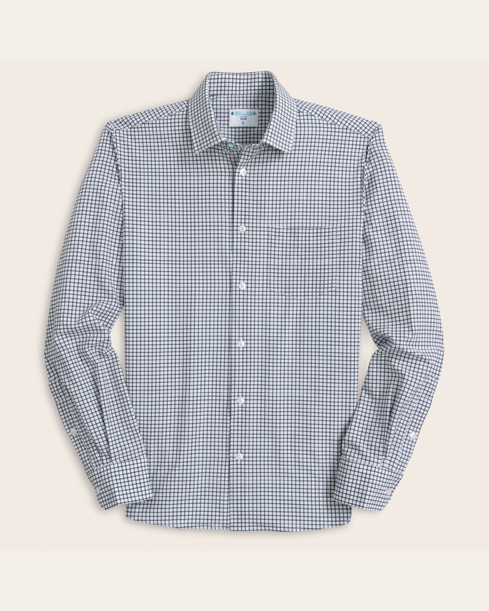 White with black check shirt
