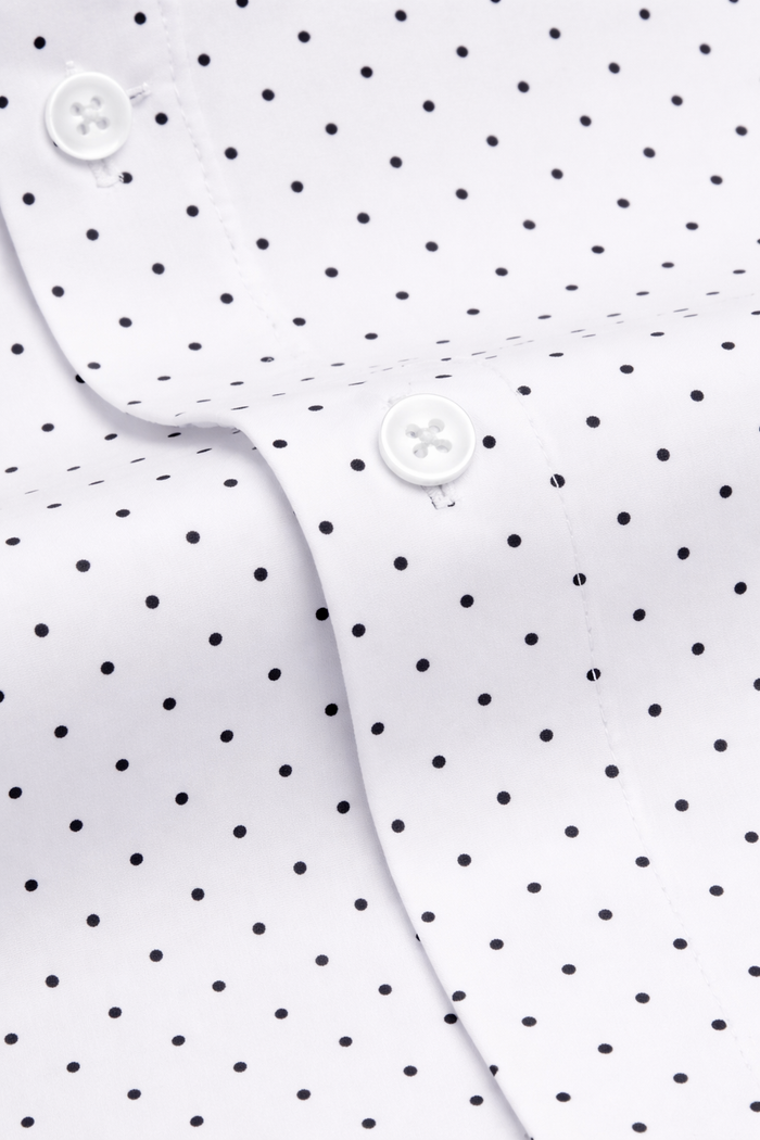 Range Shirt - White w/ Navy Polka Dots Short Sleeve