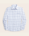 white shirt with navy windowpane