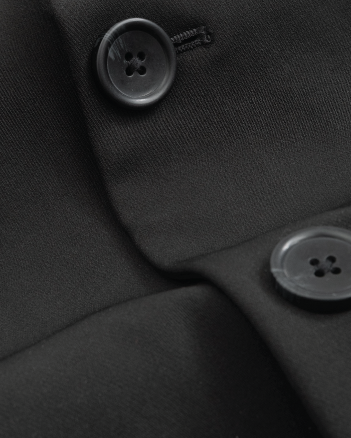 Pitch black mens blazer. Black buttons