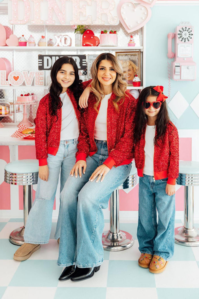 (V) Red Sequin Jacket-Mila & Rose ®