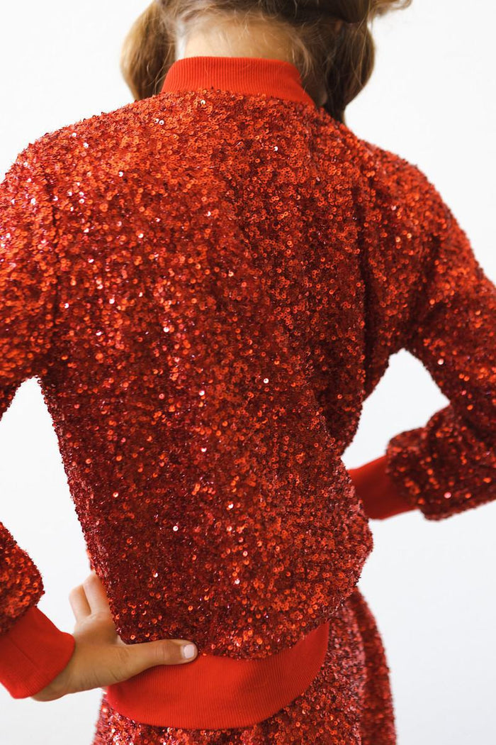 (V) Red Sequin Jacket-Mila & Rose ®