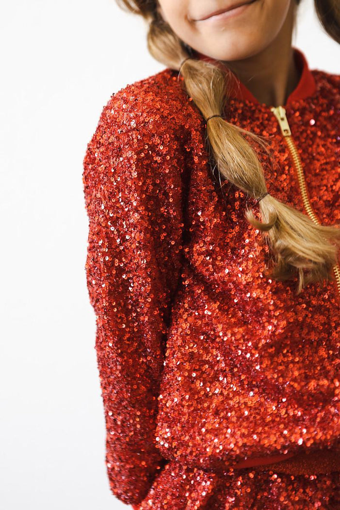 (V) Red Sequin Jacket-Mila & Rose ®