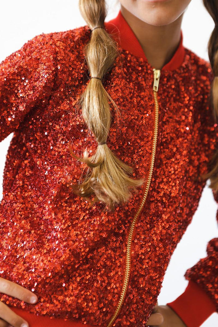 (V) Red Sequin Jacket-Mila & Rose ®