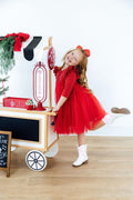 Red Shimmer 3/4 Sleeve Tutu Dress-Mila & Rose ®