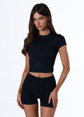 RIBBED BASIC TEE - BLACK