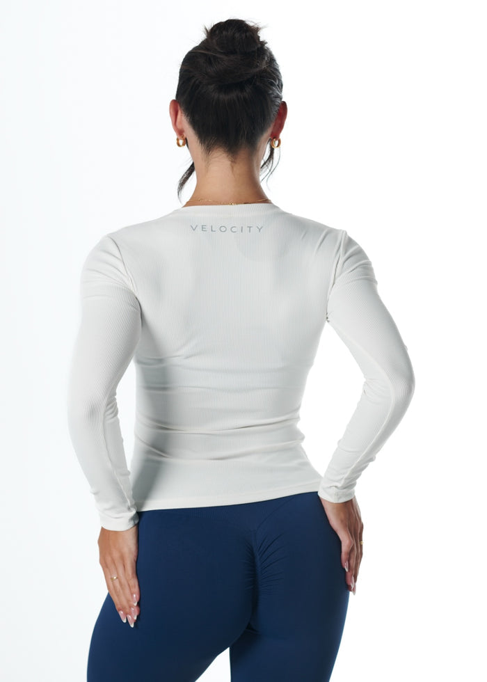 RIBBED LONG SLEEVE - WHITE