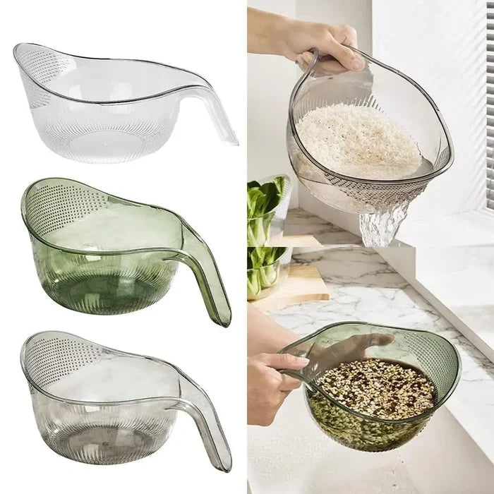Rice Washing Bowl Plastic Colander Sieve Vegetable Drainer Basket Kitchen Tool
