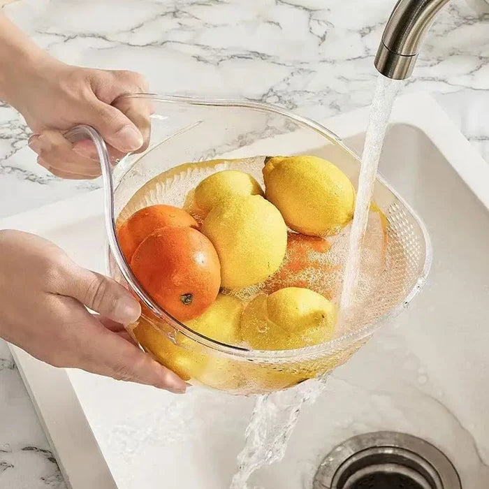 Rice Washing Bowl Plastic Colander Sieve Vegetable Drainer Basket Kitchen Tool