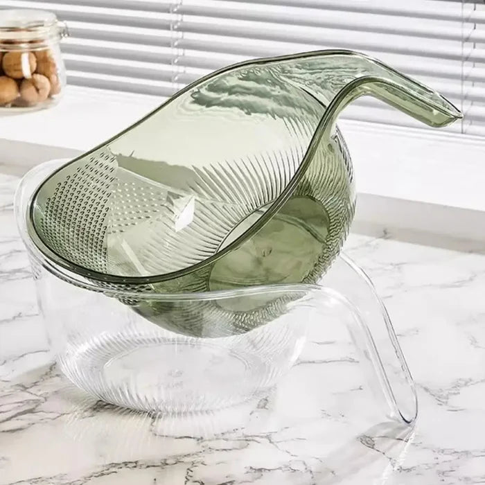 Rice Washing Bowl Plastic Colander Sieve Vegetable Drainer Basket Kitchen Tool