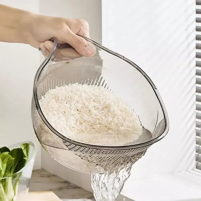Rice Washing Bowl Plastic Colander Sieve Vegetable Drainer Basket Kitchen Tool