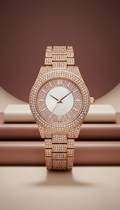 Rose Gold Crystal-Embellished Watch