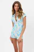 Rose Sunshower Terry Button Up Romper