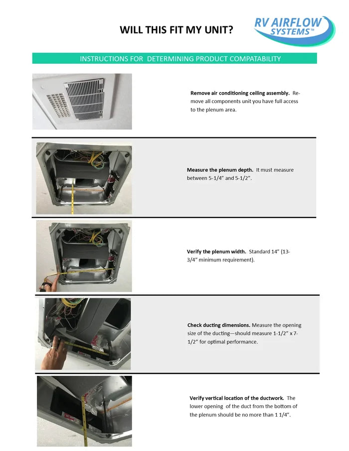 Dometic Freshjet 3 Airflow System Compatibility Guide - Plenum Measurement Instructions | United RV Parts
