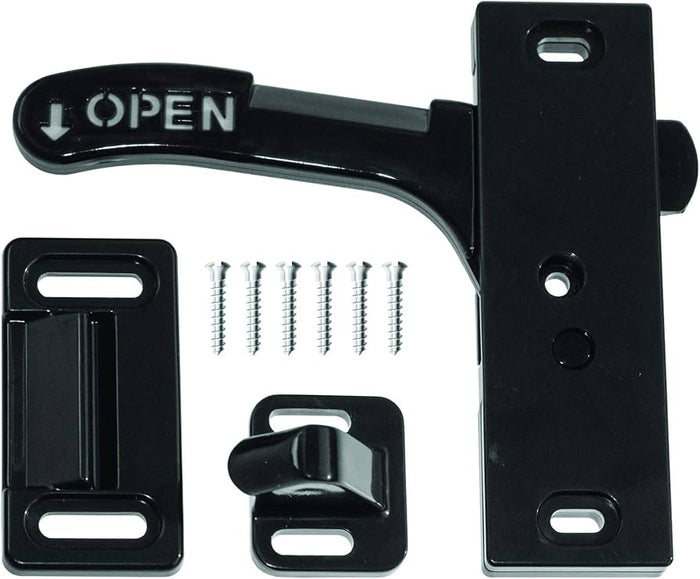 Black RV Designer E287 Screen Door Latch with Mounting Hardware - Complete Kit | United RV Parts