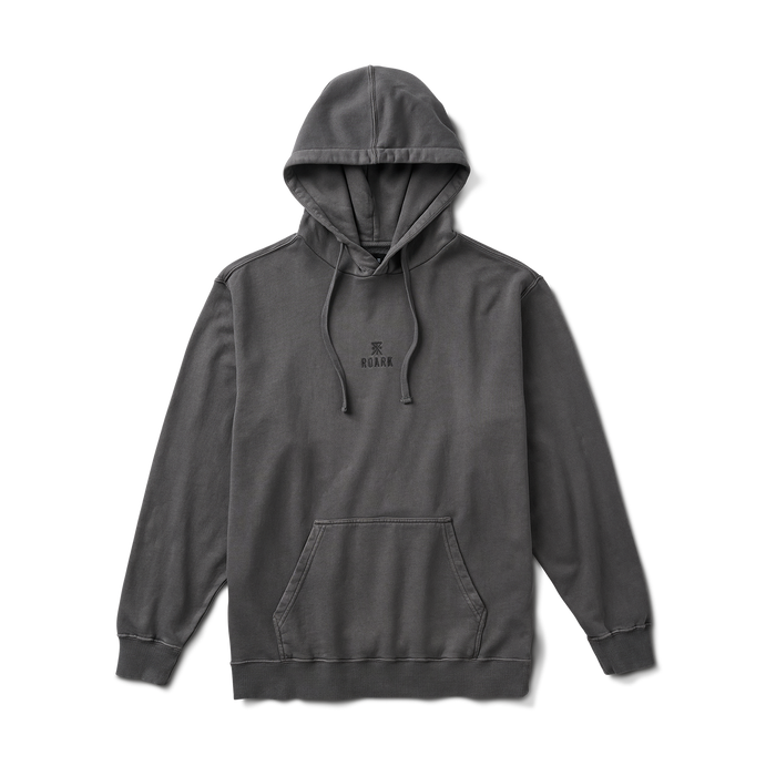 Close-up of a cozy Roark hoodie featuring a detailed hood, sleeve, and pocket design, perfect for adventure and travel.
